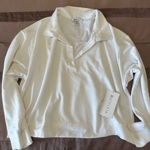Athleta White Collared Sweatshirt